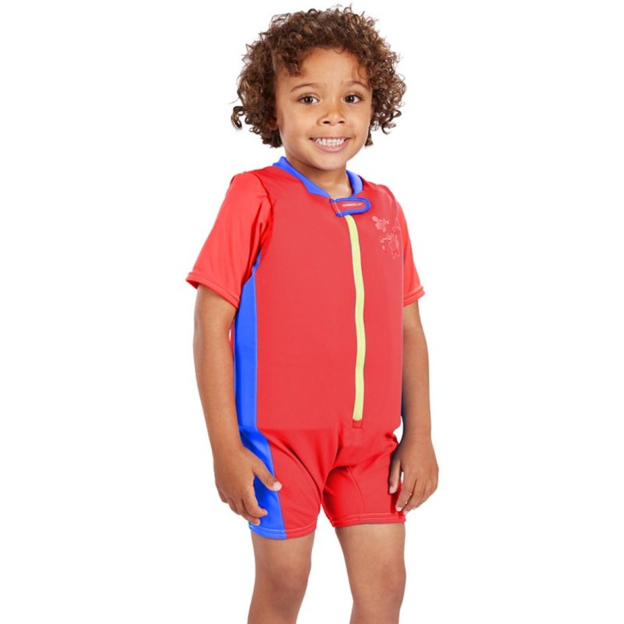 Kids Speedo Learn To Swim | Speedo Sea Squad Float Suit Lava Red/Neon Blue