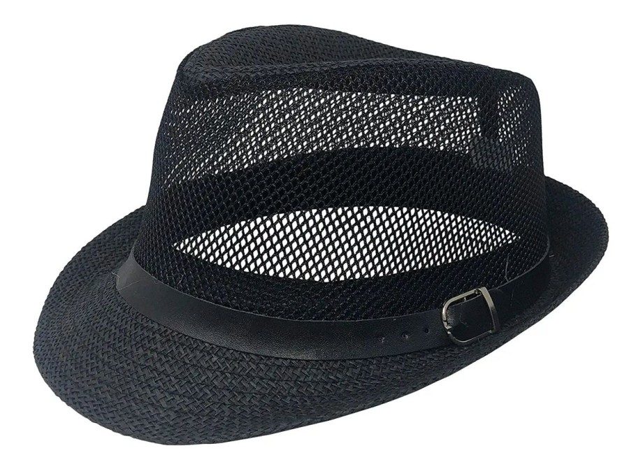 Men The Beach Company Hats | Mesh Fedora Hat Black