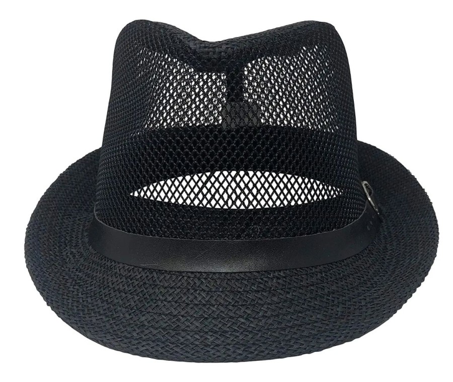 Men The Beach Company Hats | Mesh Fedora Hat Black