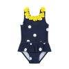 Kids Mothercare Swimsuits For Toddlers | 3D Floral Applique Polka-Dot Print Swimsuit Navy