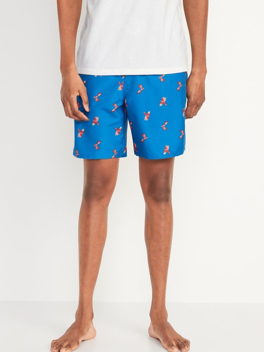 Men Old Navy Swimwear And Board Shorts | Parrot Printed Swim Shorts Blue