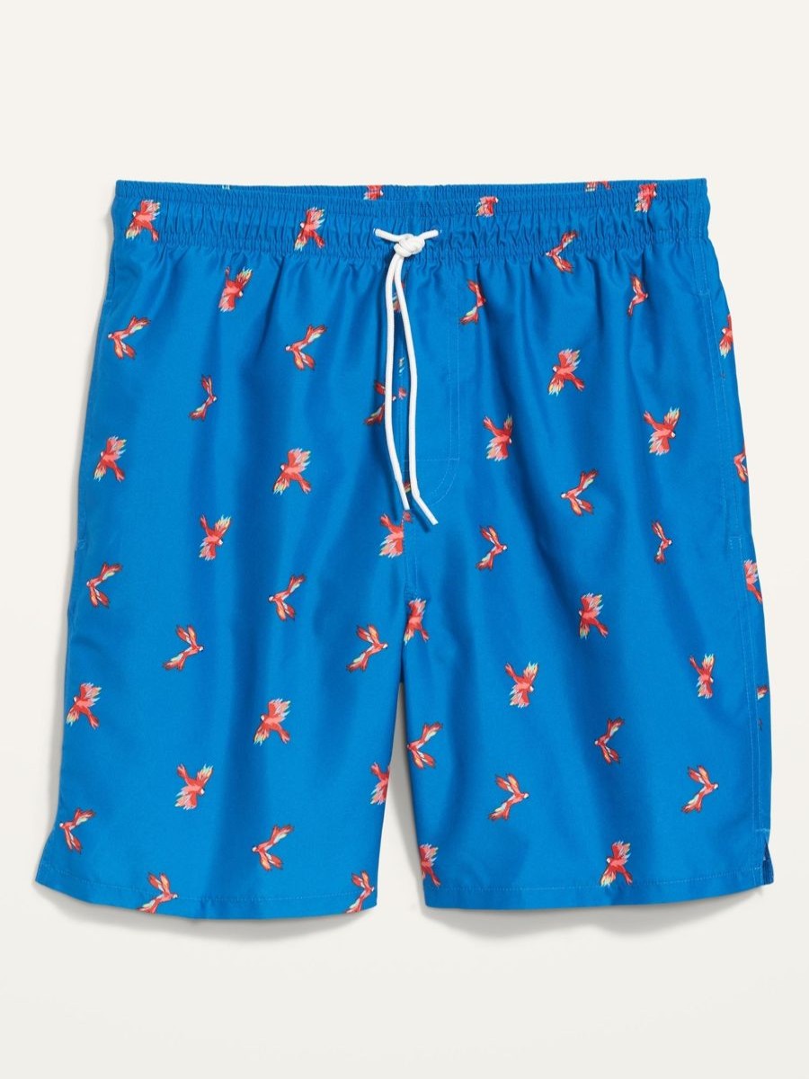 Men Old Navy Swimwear And Board Shorts | Parrot Printed Swim Shorts Blue