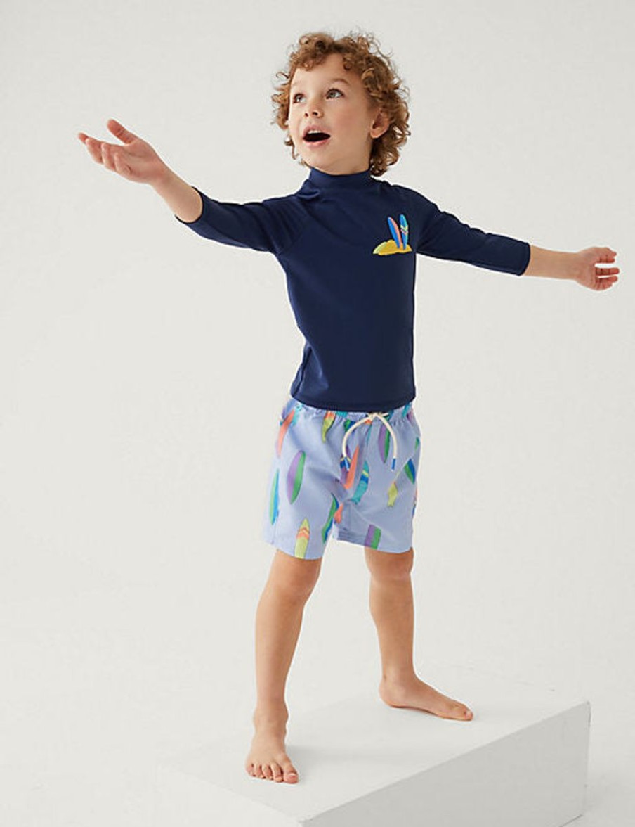 Kids Marks & Spencer Swimsuits For Boys | 2Pc Surfboard Swim Set Blue Mix