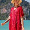 Women The Beach Company Beachwear | Crochet Beach Cover-Up Red