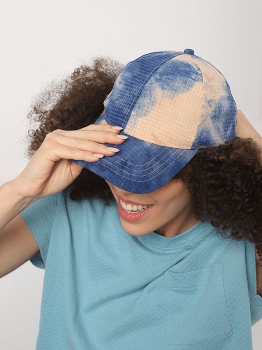 Women ONLY Beach Hats | Blue Tie Dye Baseball Cap