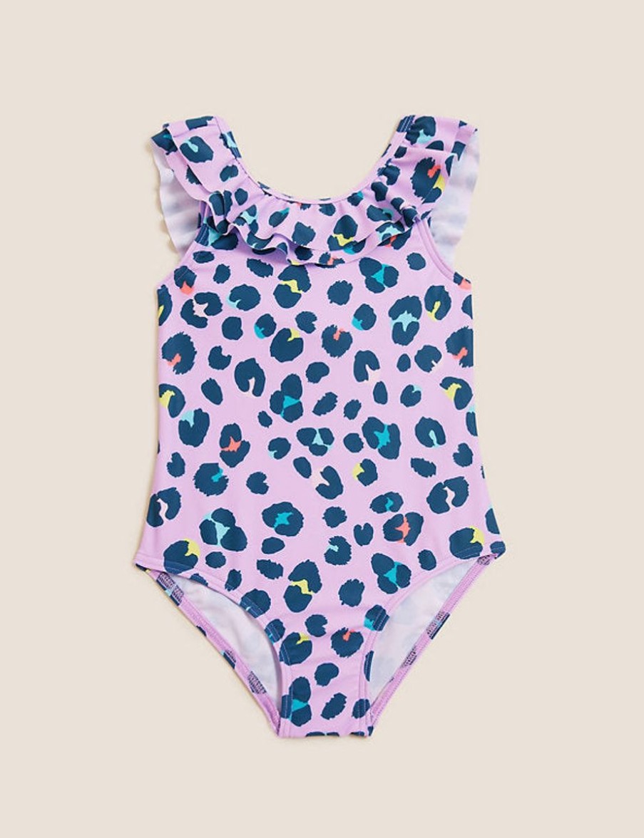 Kids Marks & Spencer Swimsuits For Girls | Leopard Swimsuit Lilac