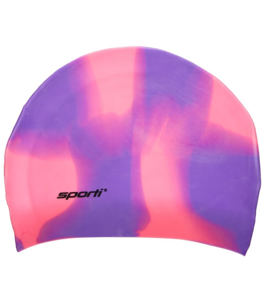 Swim Equipment Sporti | Long Hair Multi Color Silicone Swim Cap Pink/Purple