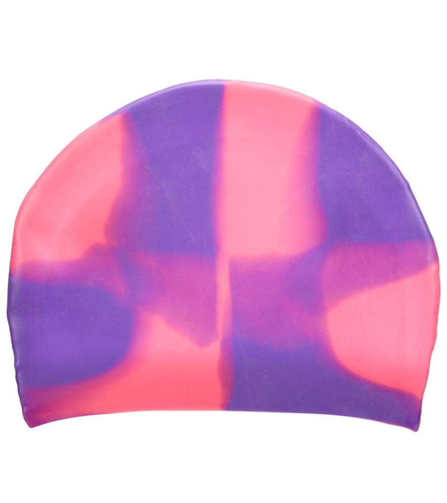 Swim Equipment Sporti | Long Hair Multi Color Silicone Swim Cap Pink/Purple