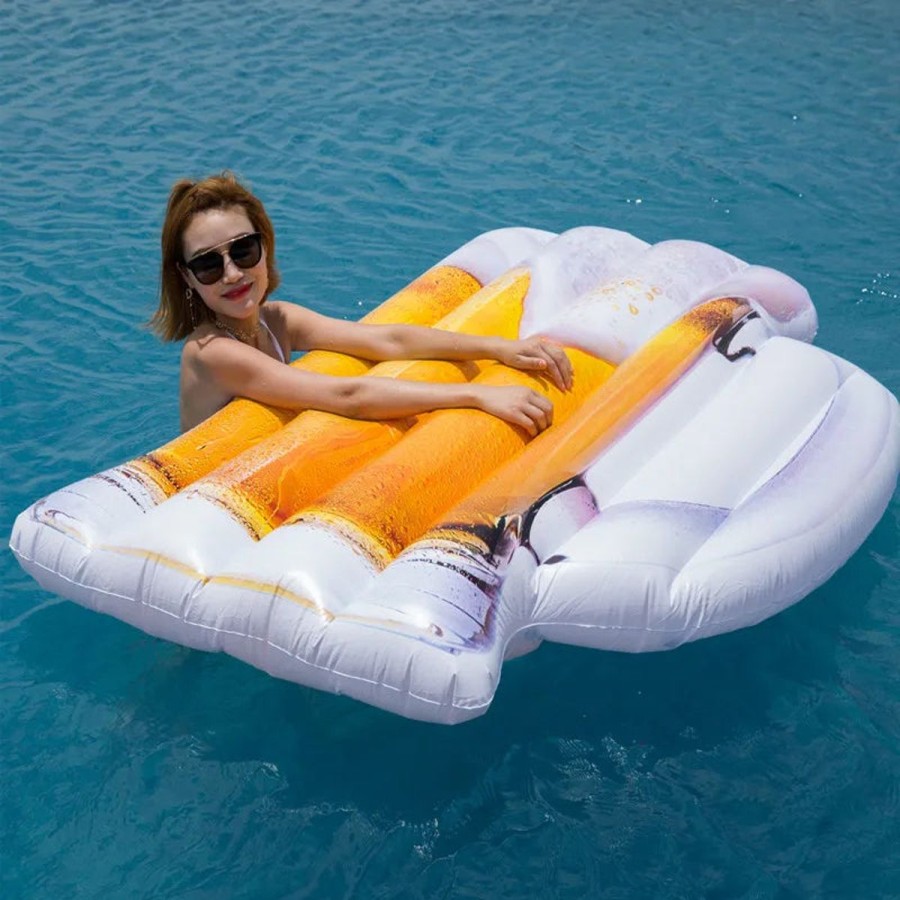 Pool Fun ClubSwim | Beer Cheer Inflatable Pool Float Lounger 72" Multi