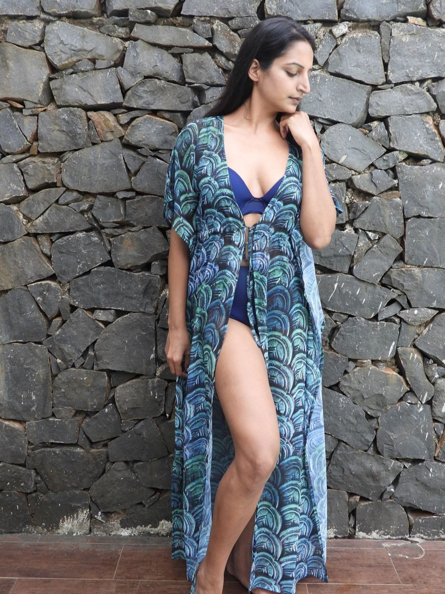 Women The Beach Company Beachwear | Digital Open-Front Maxi