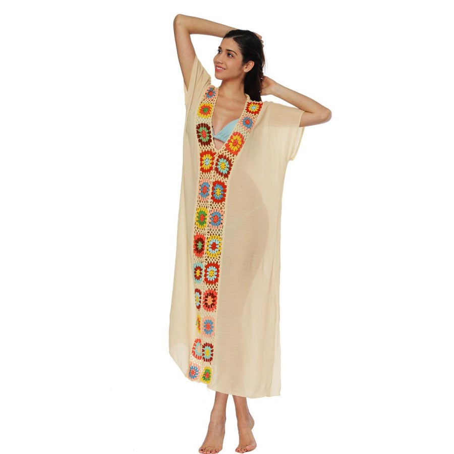 Women The Beach Company Beachwear | Crochet Tunic Beach Dress Beige