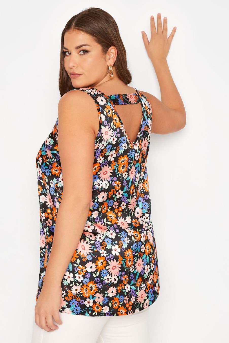 Women The Beach Company Swim & Beach | Plus Size Floral Print Satin Vest Top Multi