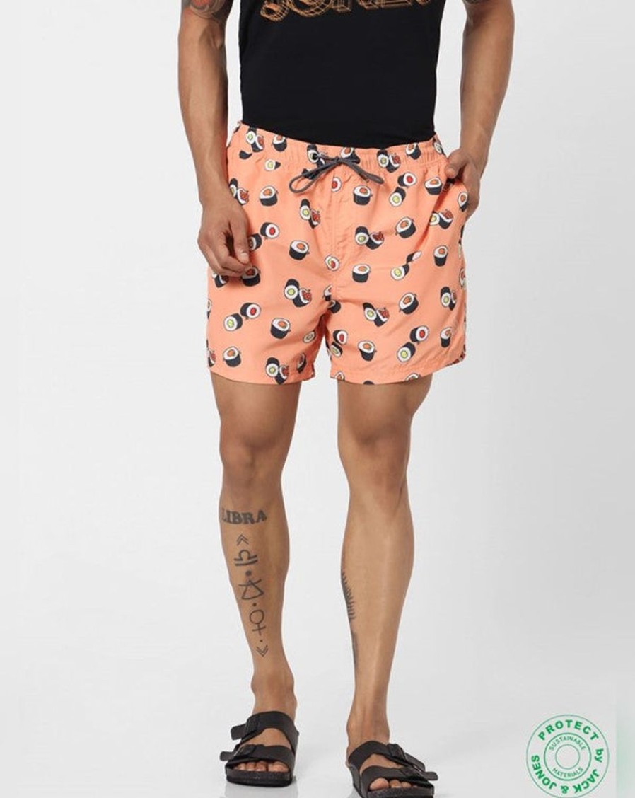 Men JACK & JONES Swimwear And Board Shorts | Mid-Rise Swim Shorts Sushi