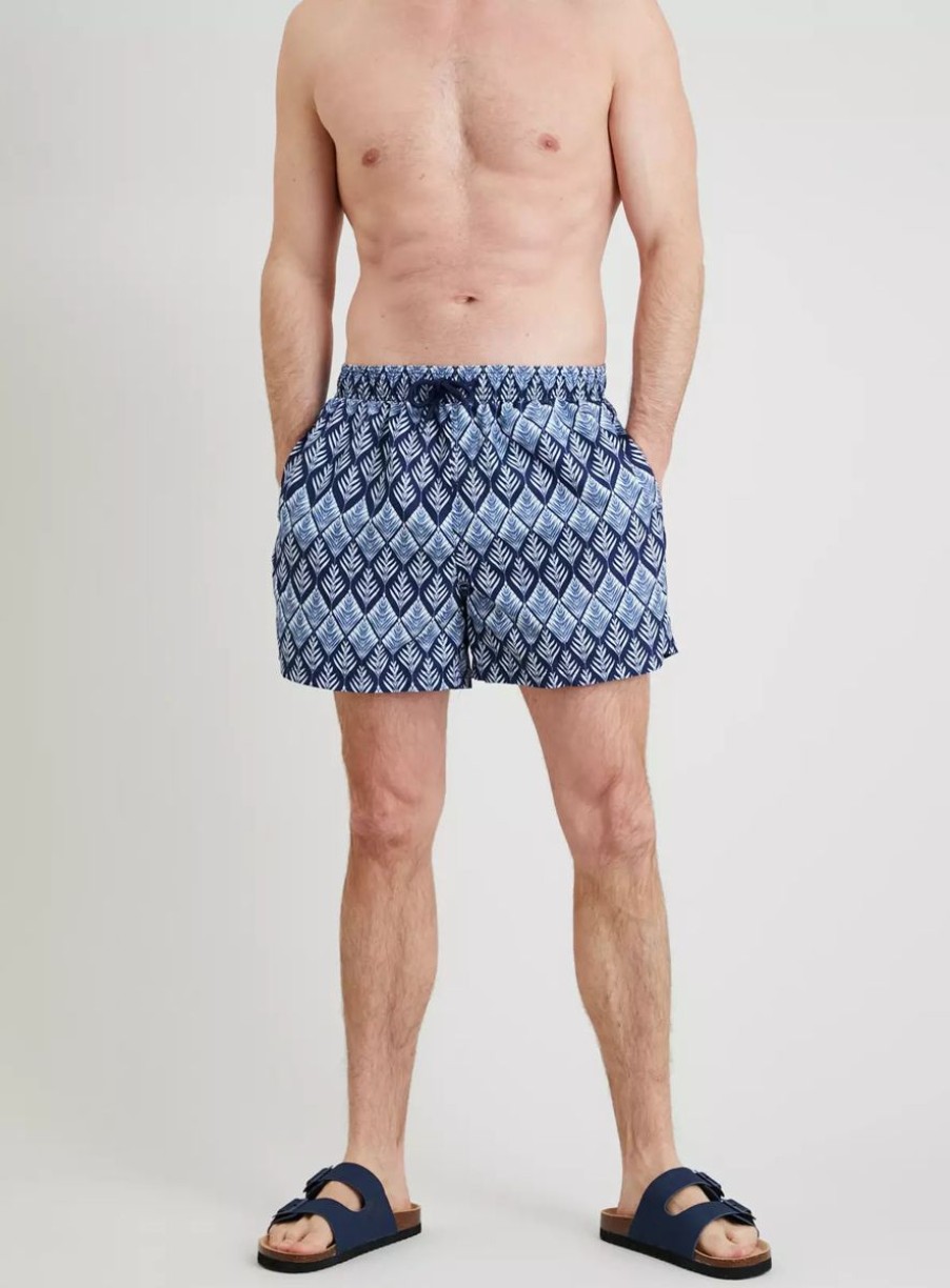 Men Tu Swimwear And Board Shorts | Geometric Leaf Print Swim Shorts