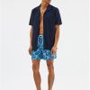 Men George Swimwear And Board Shorts | Blue Fish Print Swim Shorts Blue/Black