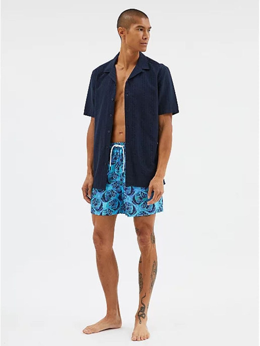 Men George Swimwear And Board Shorts | Blue Fish Print Swim Shorts Blue/Black