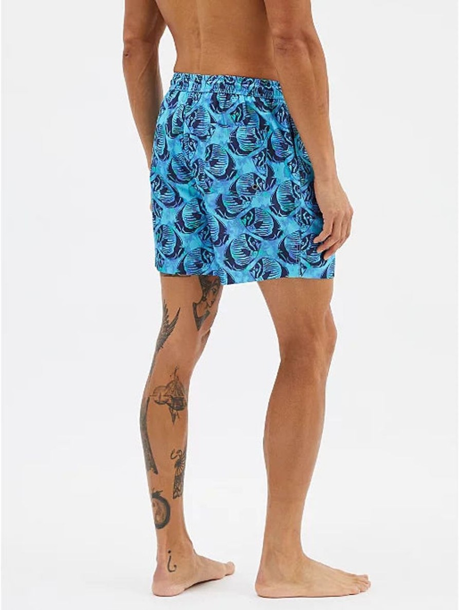 Men George Swimwear And Board Shorts | Blue Fish Print Swim Shorts Blue/Black