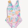 Kids Marks & Spencer Swimsuits For Girls | Palm Print Peplum Swimsuit Lilac Mix