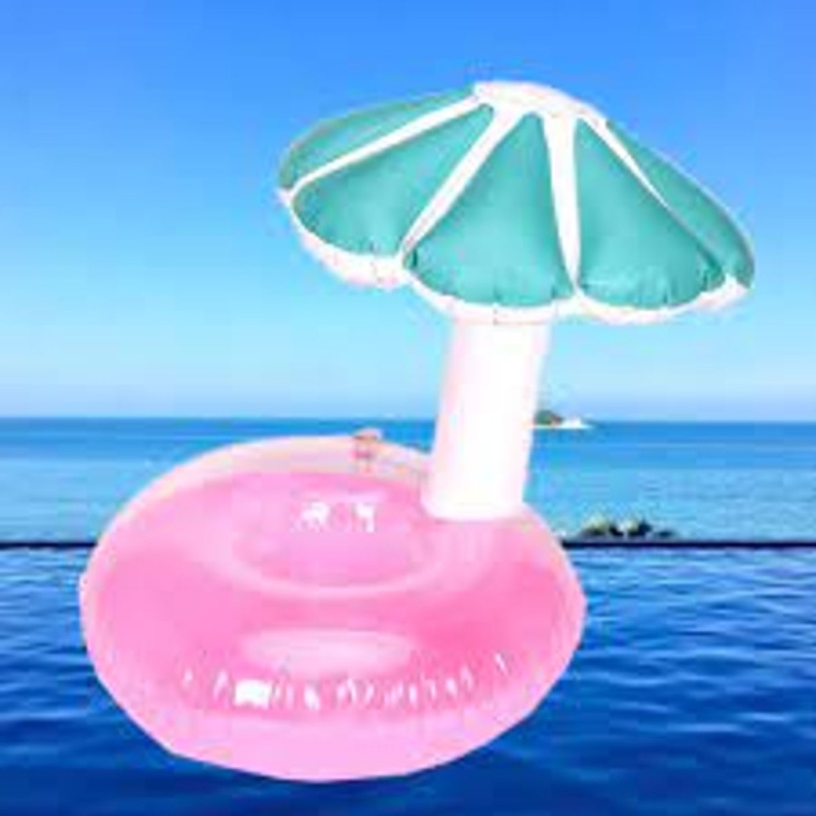 Pool Fun The Beach Company | Inflatable Umbrella Mushroom Drink Holder (Pack Of 2) Pink & Blue