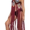 Women The Beach Company Beachwear | Fringe Crochet Tunic Claret