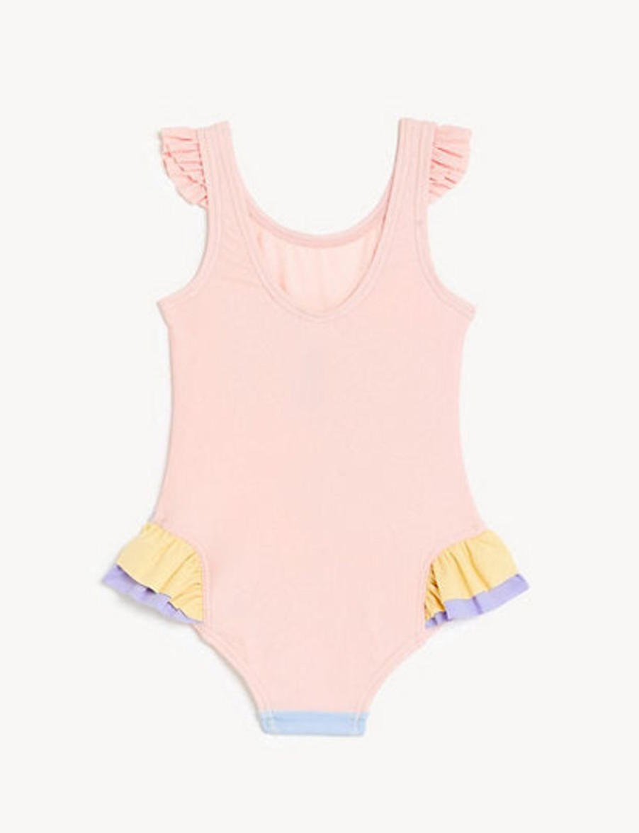 Kids Marks & Spencer Swimsuits For Girls | Dolphin Frill Swimsuit Pink