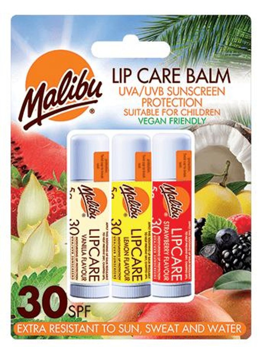 Women Malibu Sun Suncare | Lipbalm Vanilla/Lemon/Strawberry 3-Pack