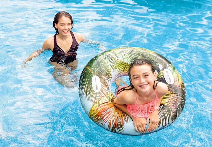 Kids The Beach Company Pool Floats & Games | Lush Tropical Inflatable Pool Tube 38" Palm Print