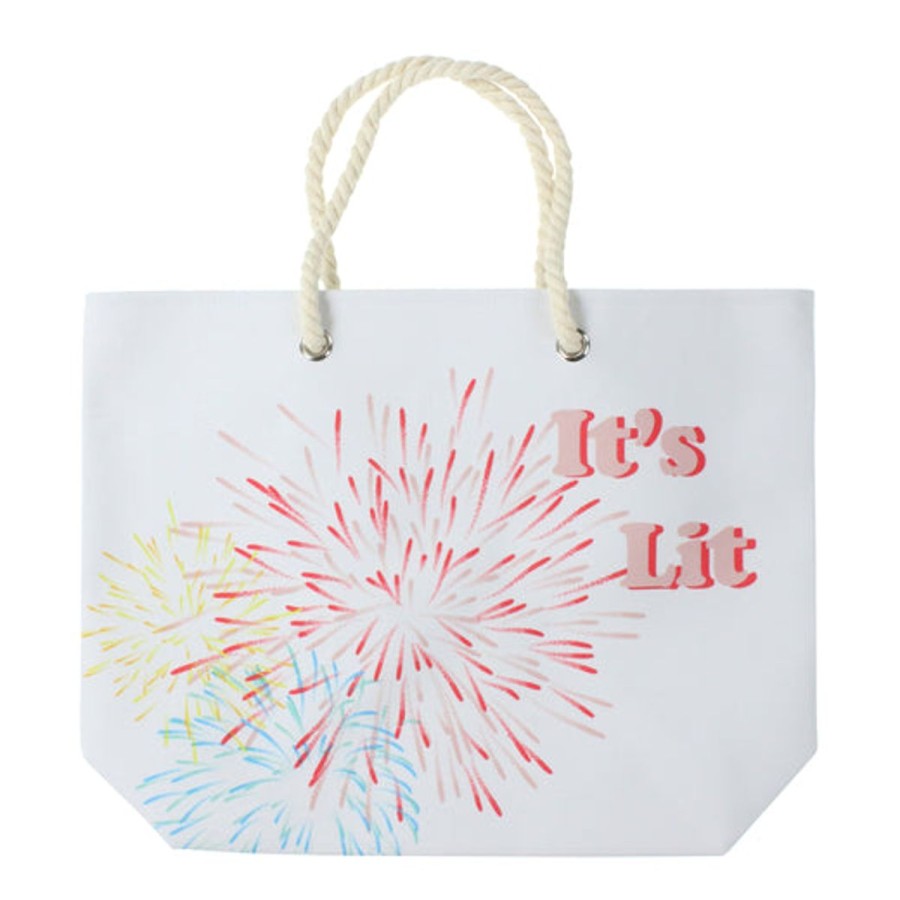 Women HIGHFIVE Bags & Totes | Fireworks Slogan Rope Handle Tote Bag