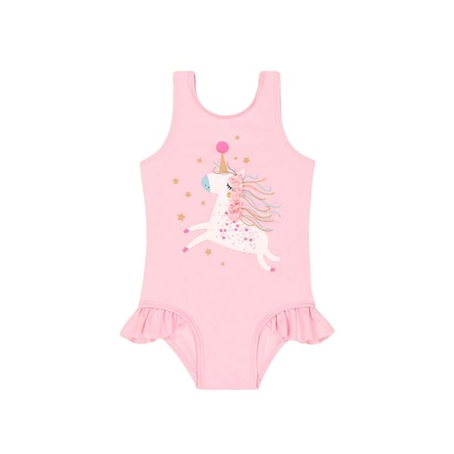 Kids Mothercare Swimsuits For Girls | Embellished Unicorn Print Swimsuit Pink