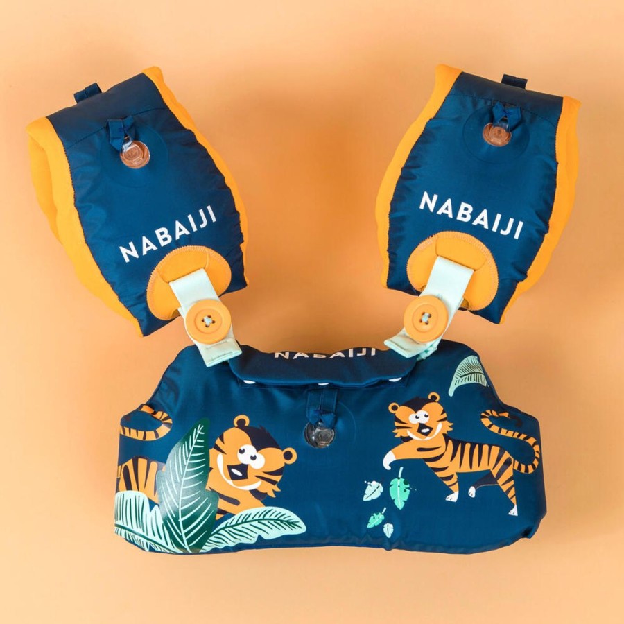 Kids NABAIJI Learn To Swim | Kids Tiswim Adjustable Swimming Pool Armbands Tiger Blue