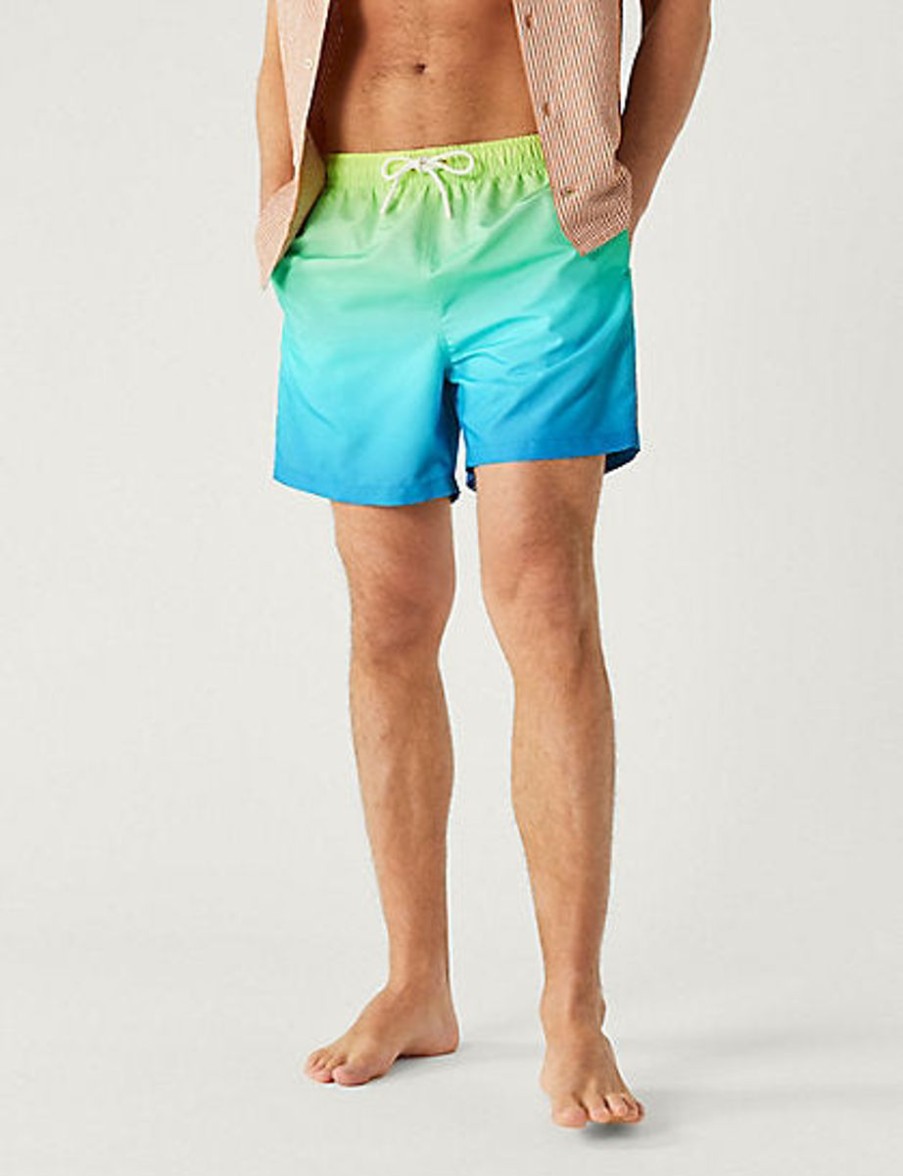 Men Marks & Spencer Swimwear And Board Shorts | Quick Dry Ombre Swim Shorts Blue Mix