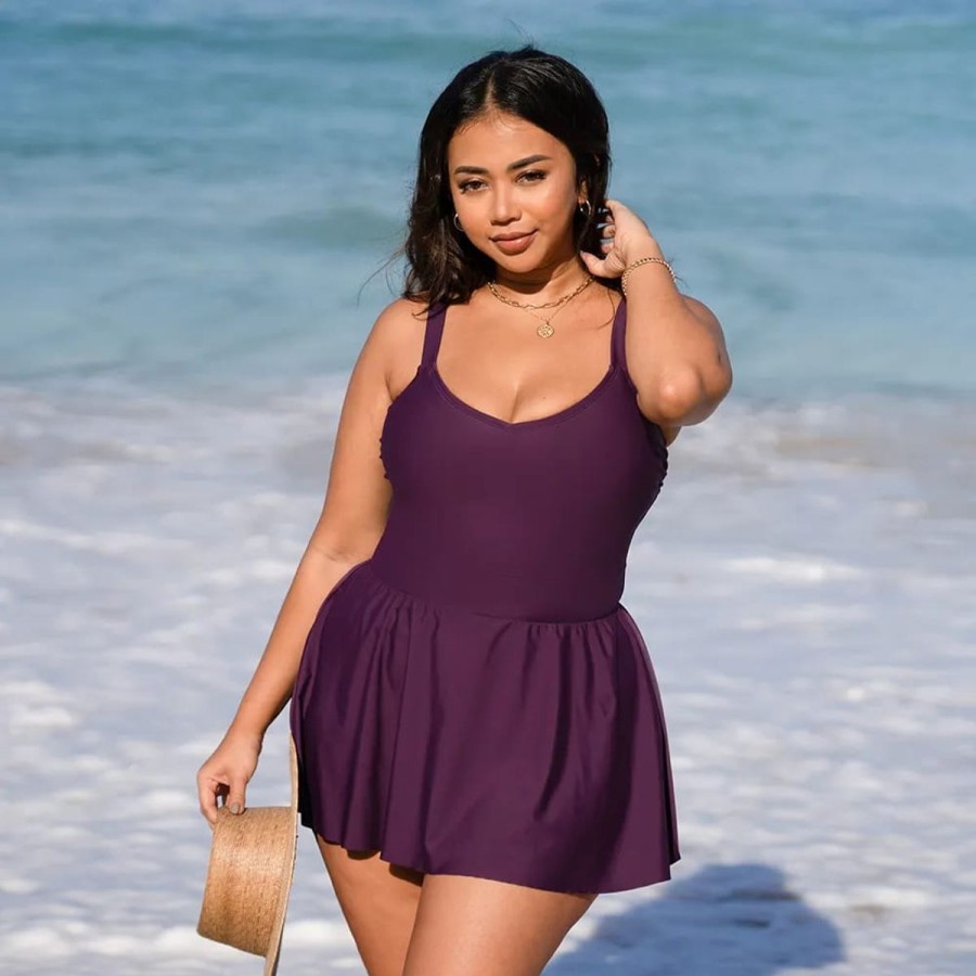 Women The Beach Company Swimwear | Ruffled Plus Size Swimdress