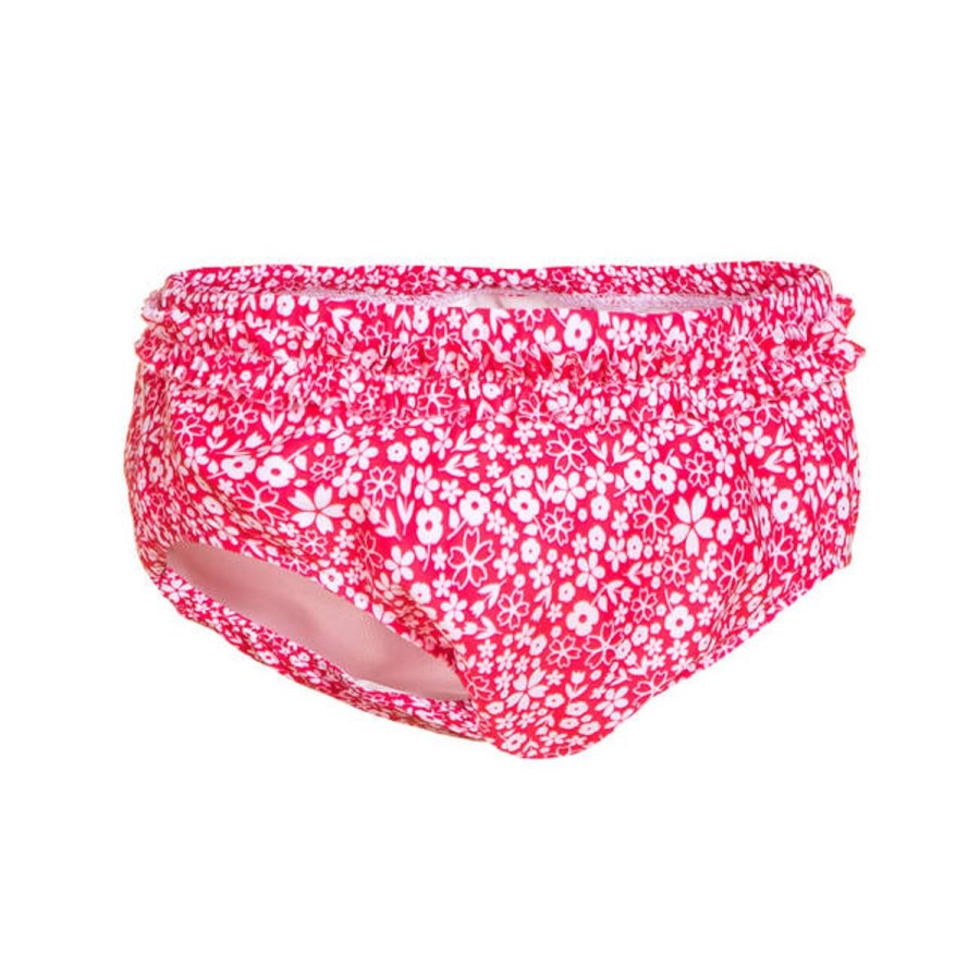 Kids Decathlon Swimsuits For Girls | Baby Washable Swim Nappy Brief Pink Flower Print