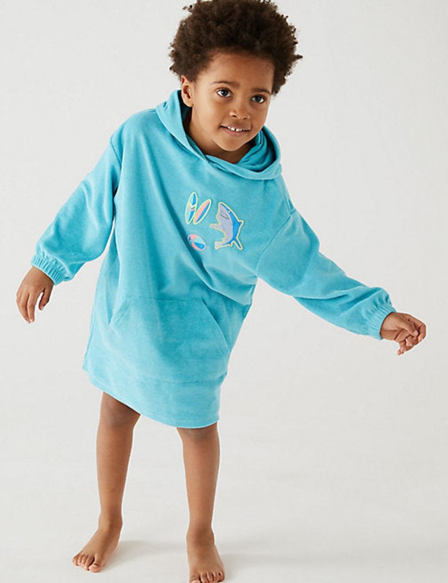 Kids Marks & Spencer Swimsuits For Toddlers | Cotton Rich Towelling Poncho Turquoise