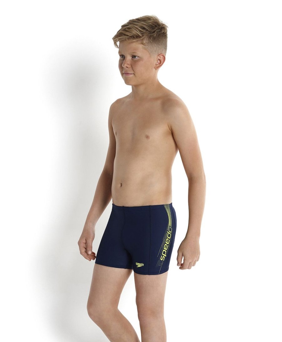 Kids Speedo Swimsuits For Boys | Speedo Sports Logo Panel Aquashort Black/Powder Blue