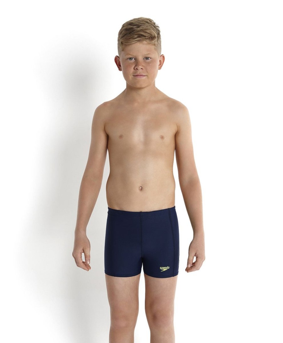 Kids Speedo Swimsuits For Boys | Speedo Sports Logo Panel Aquashort Black/Powder Blue