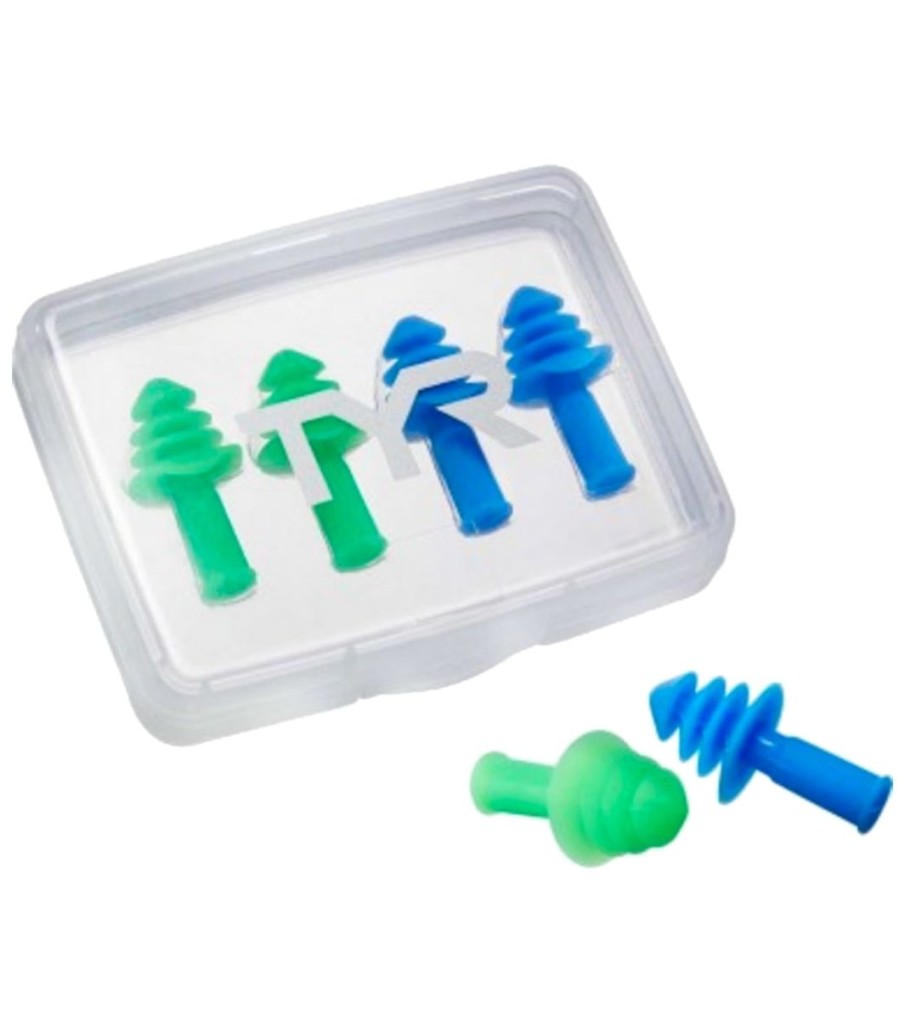 Swim Equipment TYR | Tyr Ergo Flex Ear Plugs 4-Pack Blue/Green