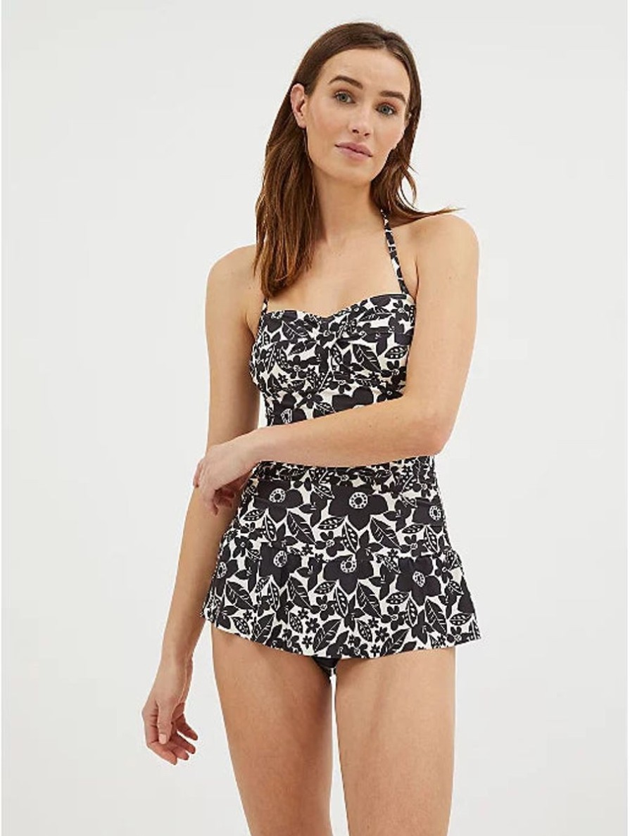 Women George Swimwear | Black Floral Skirted Swimsuit