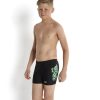 Kids Speedo Swimsuits For Boys | Speedo Jumpin Fun Placement Panel Aquashort Black/Fluo Green/Fluo Yellow