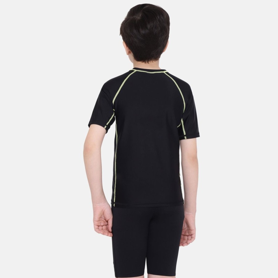 Kids Speedo Swimsuits For Boys | Swim Rashguard T-Shirt - Jr Black/Spritz