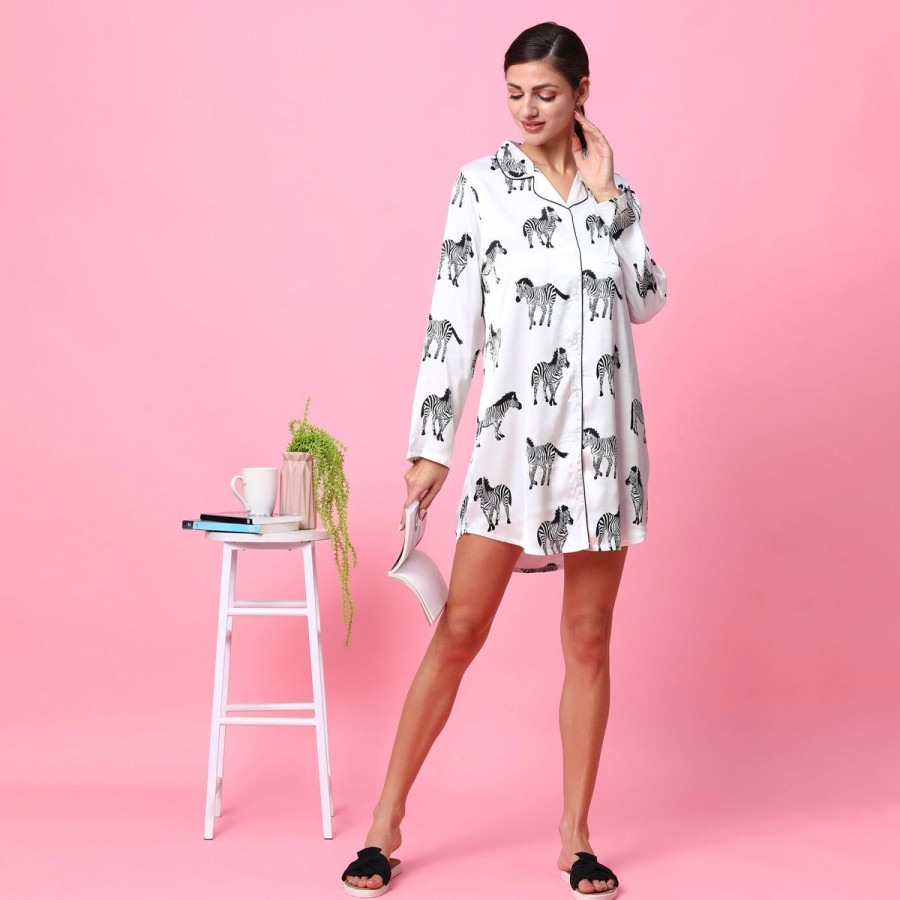 Women The Beach Company Nightwear | Maasai Zebra Print Nightshirt