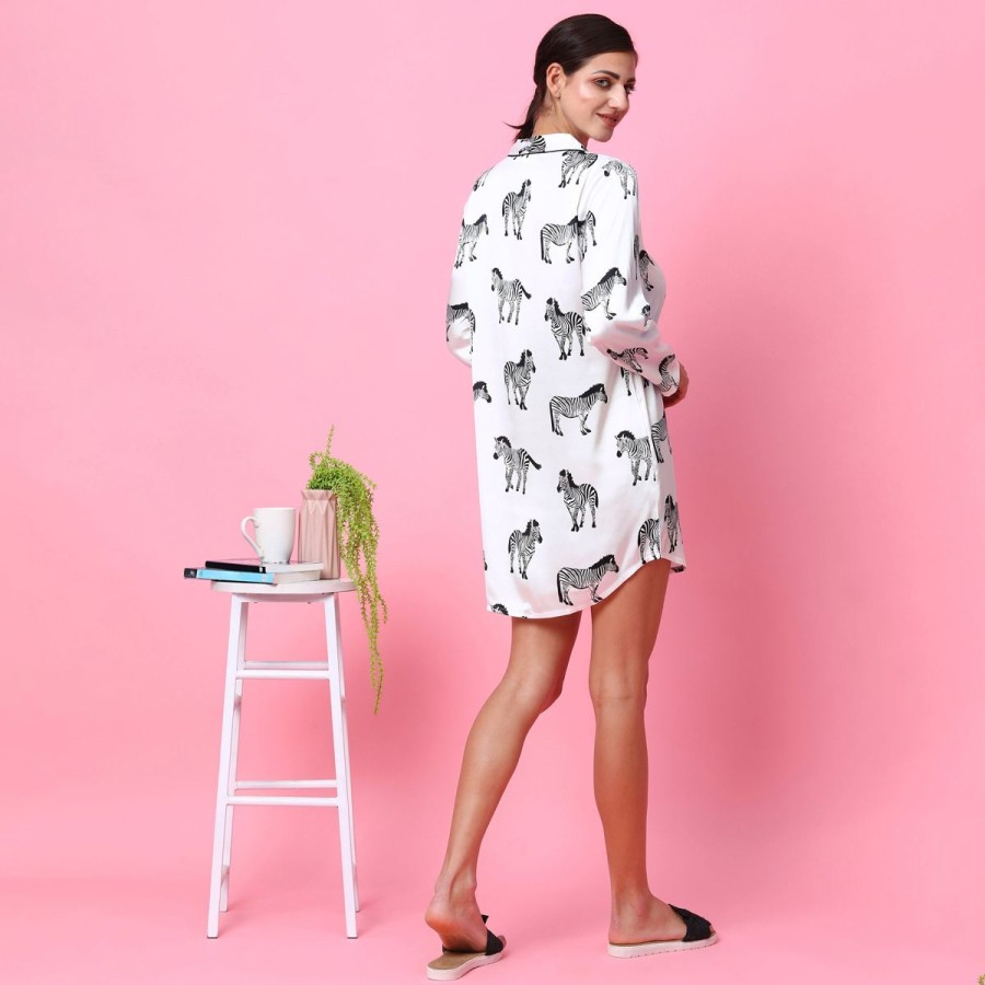 Women The Beach Company Nightwear | Maasai Zebra Print Nightshirt