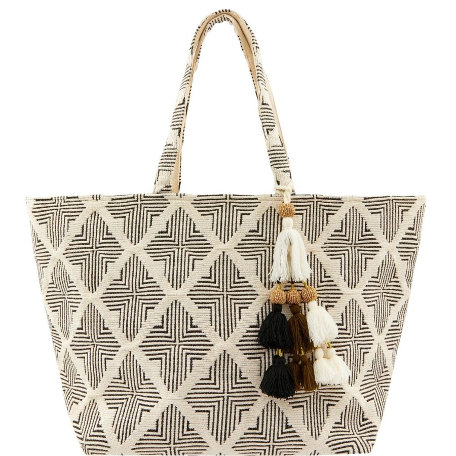 Women Accessorize Bags & Totes | Geo Woven Beach Tote