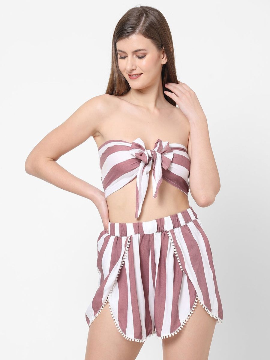 Women The Beach Company Beachwear | Striped Co-Ord Bandeau Set