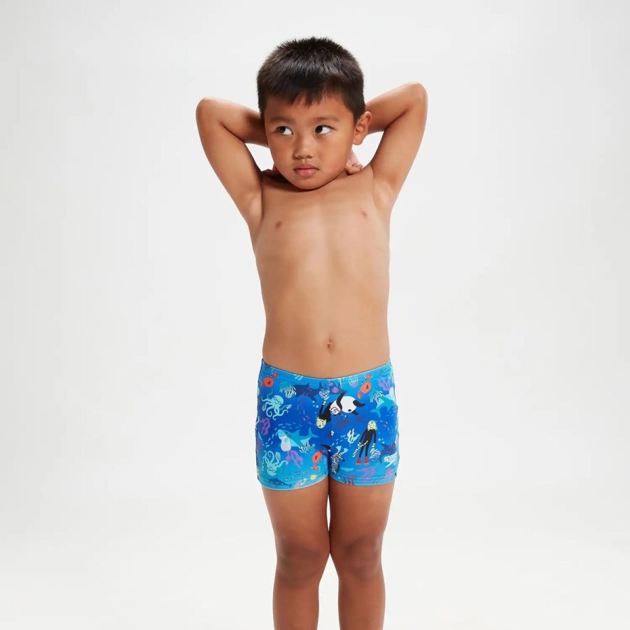 Kids Speedo Swimsuits For Toddlers | Jungle Terry Digital Allover Aquashort Cora/Cobalt/Azure/White