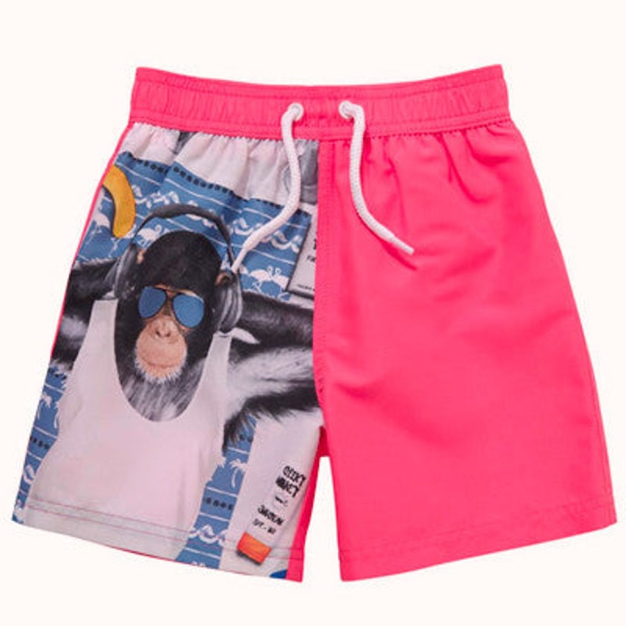 Kids The Beach Company Swimsuits For Boys | Chimp Print Swim Shorts