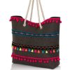 Women South Beach Bags & Totes | Multicolored Tassel Woven Bag Black/Multi