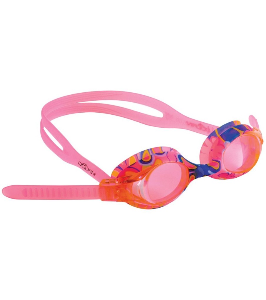 Kids Dolfin Swimming Goggles | Flipper Flowers Youth Goggles Strawberry