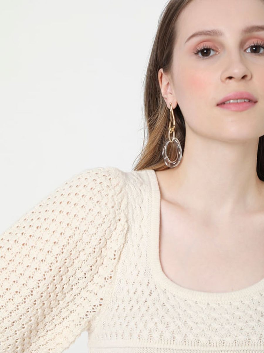 Women Vero Moda Resort Jewellery | Gold & White Drop Earrings