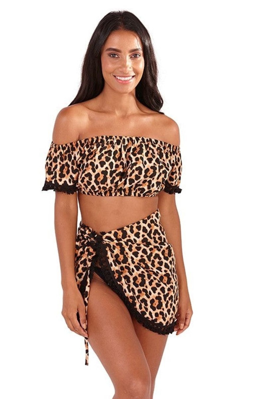 Women South Beach Beachwear | Bandeau Top And Wrap Beach Skirt Co-Ord Set